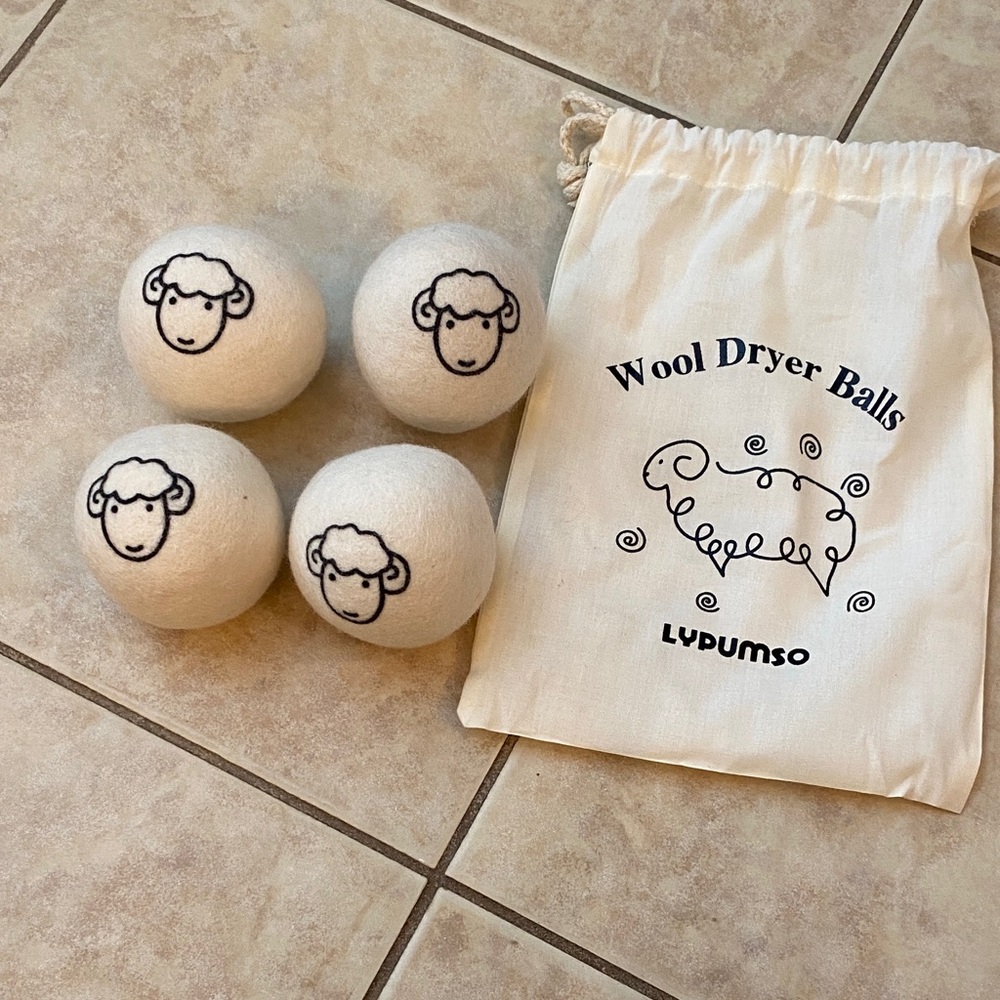 4 Wool Dryer Balls with Sheep Design